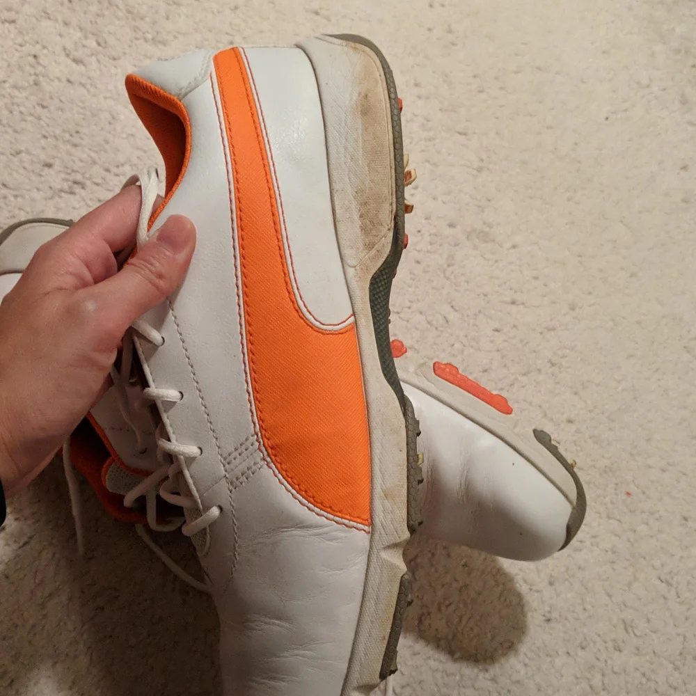 Puma Ignite Drive White Vibrant Orange Drizzle Golf Shoes - 12